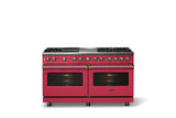 60"W.Dual Fuel Range (Finish: Valentine, Trim: Brushed Brass, Fuel: Natural Gas)