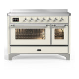 ILVE UMIB48NR3AWC Majestic III 48 inch Induction Range with 6 Elements, 5.02 cu. ft. Total Oven Capacity (Triple Glass Door, Antique White, Chrome)