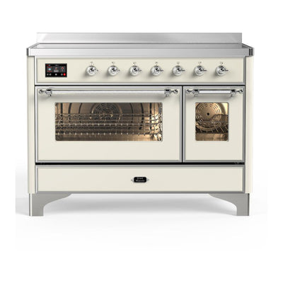 ILVE UMIB48NR3AWC Majestic III 48 inch Induction Range with 6 Elements, 5.02 cu. ft. Total Oven Capacity (Triple Glass Door, Antique White, Chrome)