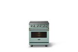 30"W. Induction Range (Finish: Splash, Trim: Brushed Brass)