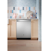 GE® ENERGY STAR® Fingerprint Resistant Top Control with Stainless Steel Interior Dishwasher with Sanitize Cycle