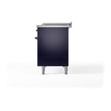 ILVE UN48FSQNMPMBGLP Nostalgie II Noblesse 48 inch Dual Fuel Range (5 Sealed Burners + Griddle + French Top, Liquid Propane, Solid Door, Midnight Blue, Brass)