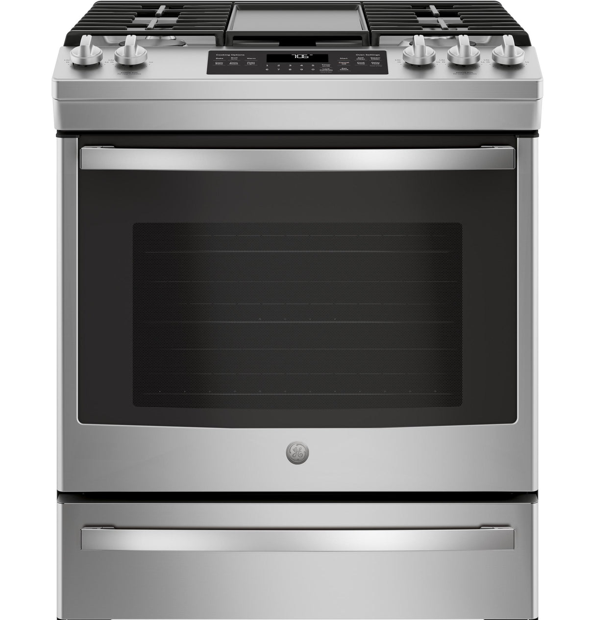 GE® 30" Slide-In Front-Control Convection Gas Range