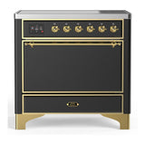 ILVE UMIB36QNR3MGG Majestic III 36 inch Induction Range with 6 Elements, 3.5 cu. ft. Total Oven Capacity (Solid Door, Graphite Matte, Brass)