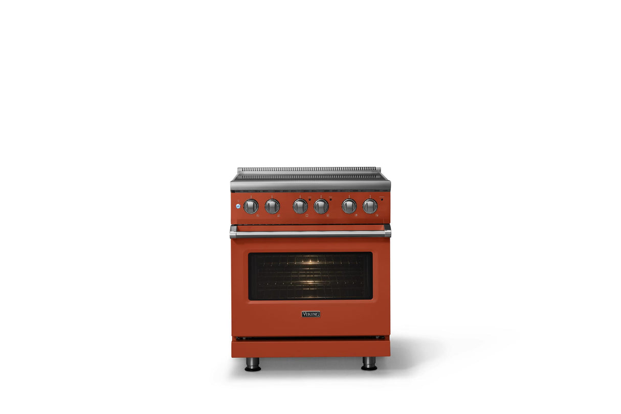 30"W. Electric Range (Finish: Spiced Cider, Trim: Polished Chrome)