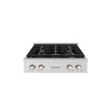 ZLINE 30 in. Paramount Gas Rangetop with 4 Burners and Porcelain Cooktop in DuraSnow' Stainless Steel (SRTS-30)