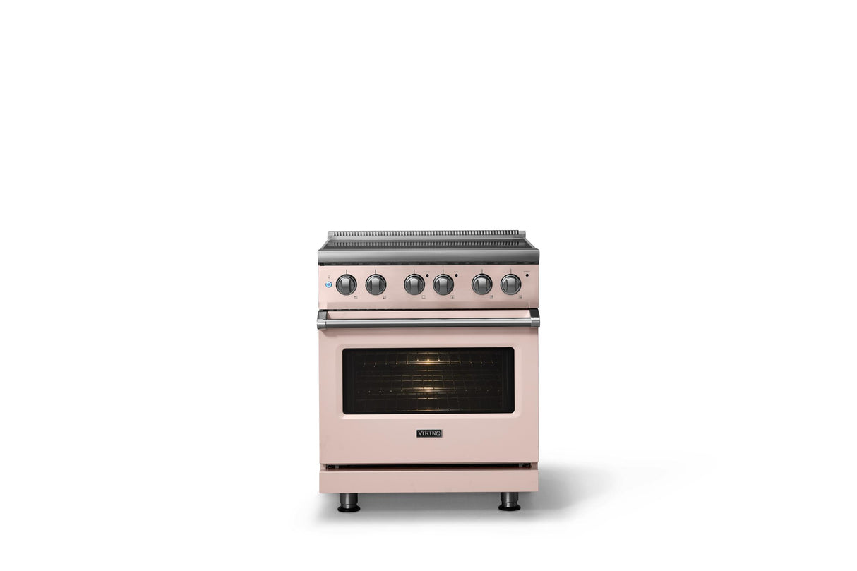 30"W. Electric Range (Finish: Blush, Trim: Polished Chrome)