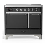 ILVE UMDIB40QNR3MGC Majestic III 40 inch Induction Range with 6 Elements, 3.82 cu. ft. Total Oven Capacity (Solid Door, Graphite Matte, Chrome)