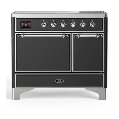 ILVE UMDIB40QNR3MGC Majestic III 40 inch Induction Range with 6 Elements, 3.82 cu. ft. Total Oven Capacity (Solid Door, Graphite Matte, Chrome)