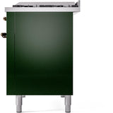Nostalgie II 48 Inch Dual Fuel Natural Gas Freestanding Range in Emerald Green with Bronze Trim