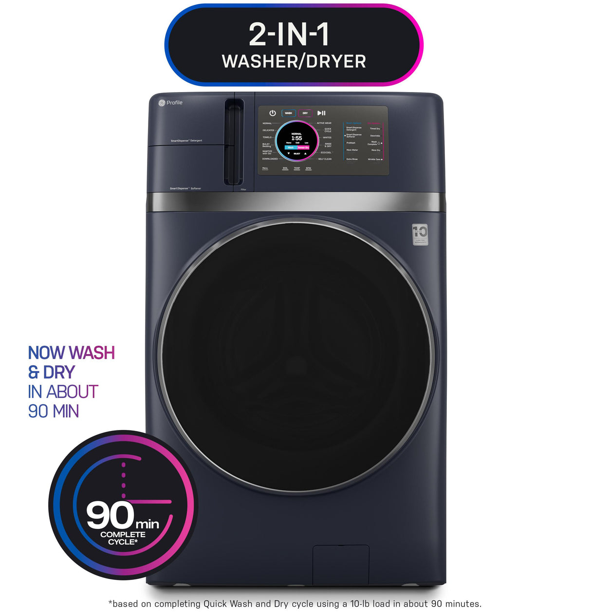 GE Profile™ ENERGY STAR® 4.8 cu. ft. Capacity UltraFast Combo with Ventless Inverter Heat Pump Technology Washer/Dryer