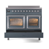 ILVE UNDI406NMPBGC Nostalgie II Noblesse 40 inch Induction Range (Triple Glass Door, Blue Grey, Chrome)