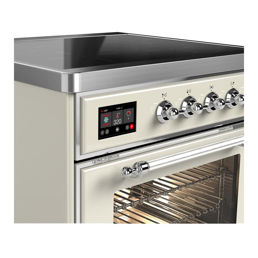 ILVE UMIB30NR3AWC Majestic III 30 inch Induction Range with 4 Elements, 4 cu. ft. Oven Capacity (Triple Glass Door, Antique White, Chrome)