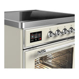 ILVE UMIB30NR3AWC Majestic III 30 inch Induction Range with 4 Elements, 4 cu. ft. Oven Capacity (Triple Glass Door, Antique White, Chrome)