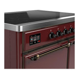 ILVE UMDIB40QNR3BUB Majestic III 40 inch Induction Range with 6 Elements, 3.82 cu. ft. Total Oven Capacity (Solid Door, Burgundy, Burnished)