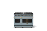 48"W. Dual Fuel Range (Burner: 8b, Finish: November Sky, Trim: Brushed Brass, Fuel: Propane)