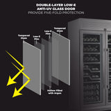 FORNO Abruzzo 48-Inch Dual Zone Wine Cellar, 102 Bottles, 24 cu. ft., Clear Acrylic Holders & Stainless Trim Shelves
