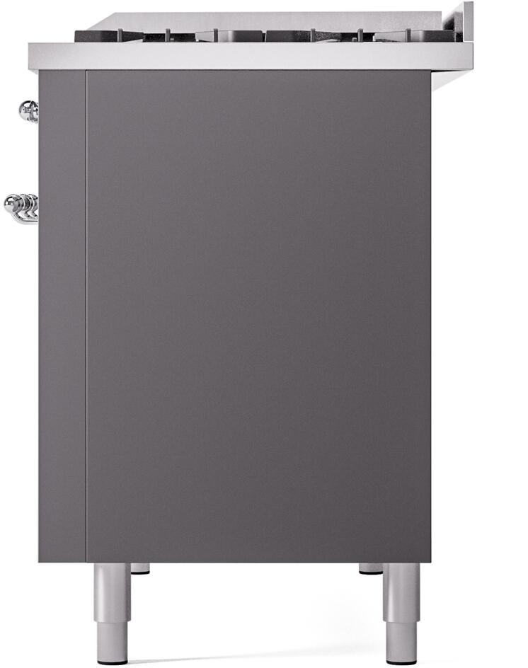 Nostalgie II 48 Inch Dual Fuel Liquid Propane Freestanding Range in Matte Graphite with Chrome Trim