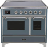 Majestic II 40 Inch Electric Freestanding Range in Blue Grey with Chrome Trim