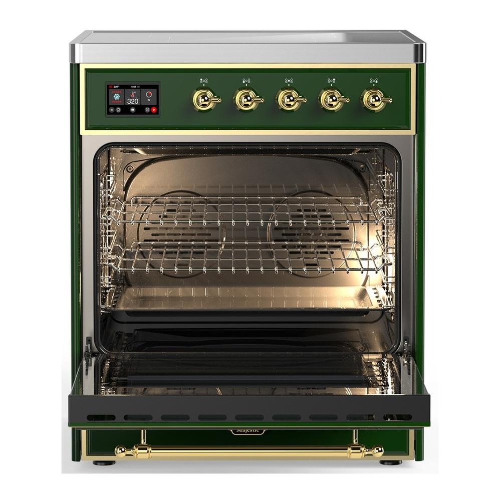 ILVE UMIB30NR3EGG Majestic III 30 inch Induction Range with 4 Elements, 4 cu. ft. Oven Capacity (Triple Glass Door, Emerald Green, Brass)