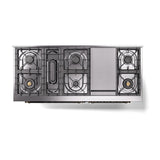 ILVE UN60FQNMPBGB Nostalgie II Noblesse 60 inch Dual Fuel Range (9 Sealed Burners + Griddle, Natural Gas, Solid Door, Blue Grey, Burnished)