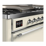 ILVE UM60FSQNR3AWC Majestic III 60 inch Dual Fuel Range with 7 Burners, Griddle and French Top, Dual Function Burner with up to 25,000 BTU (Natural Gas, Solid Door, Antique White, Chrome)