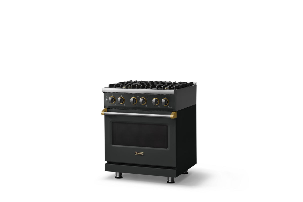 30"W. Dual Fuel Range (Finish: Antique Bronze, Trim: Polished Chrome, Fuel: Propane)