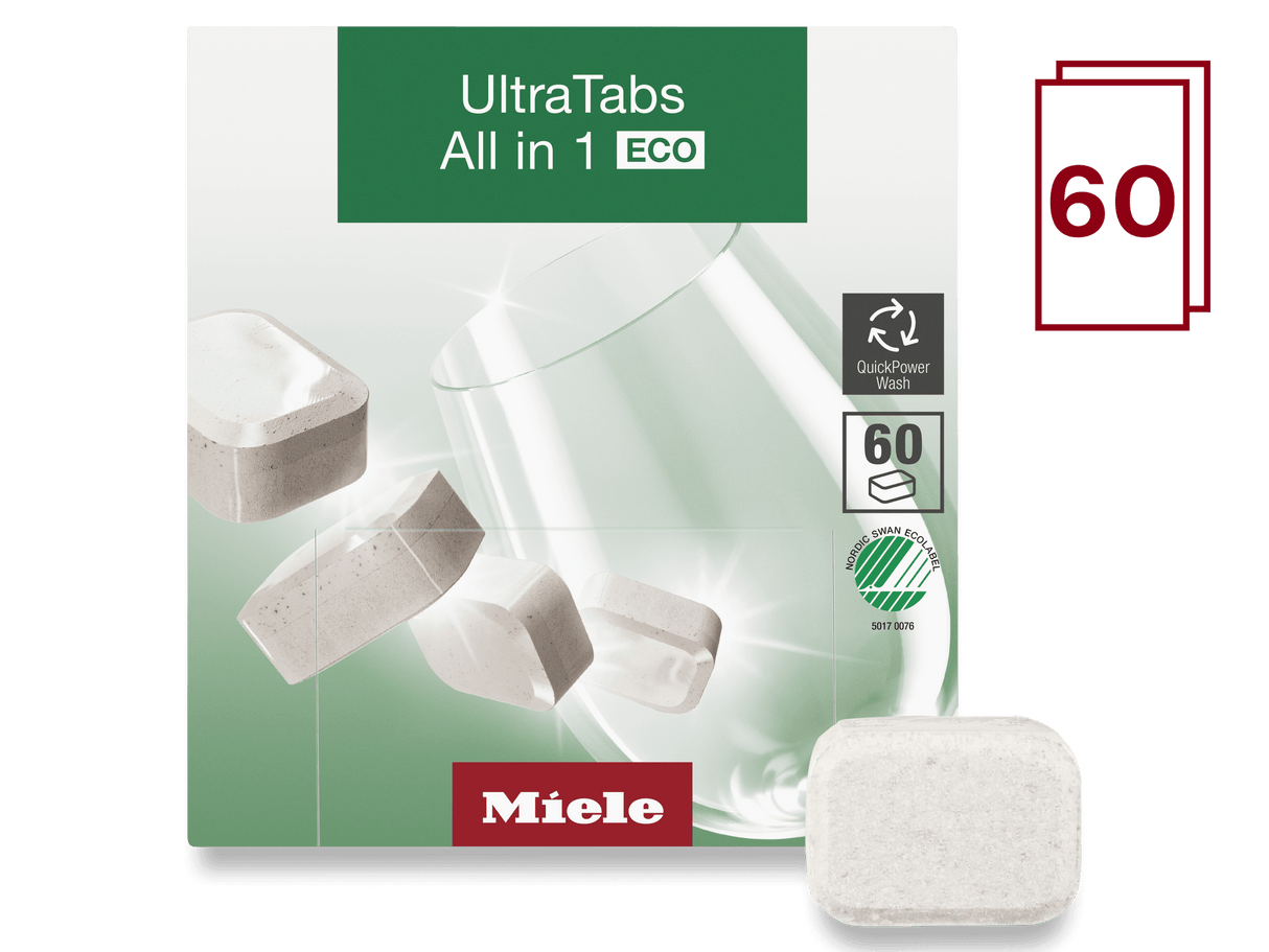 UltraTabs All in 1 ECO, 60 tabs - for best cleaning results, certified with Nordic Swan Ecolabel.