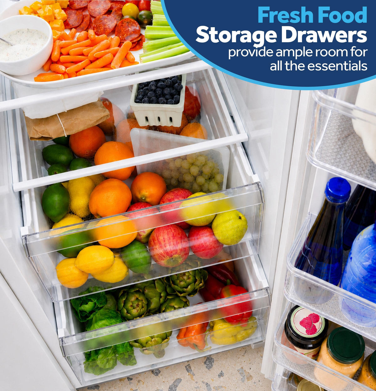 GE® 23.6 Cu. Ft. Counter-Depth Side-By-Side Refrigerator with Extra Tall Dispenser and In-Door Icemaker