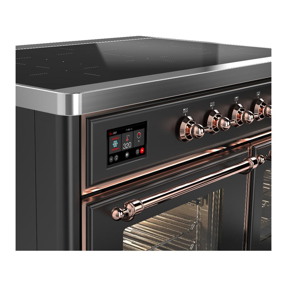 ILVE UMDIB40NR3MGP Majestic III 40 inch Induction Range with 6 Elements, 3.82 cu. ft. Total Oven Capacity (Triple Glass Door, Graphite Matte, Copper)