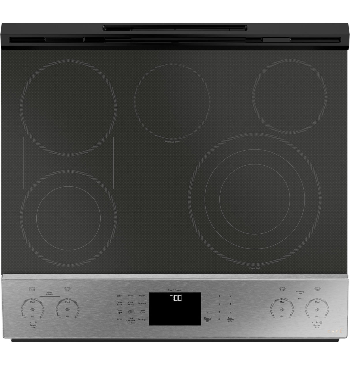 Café™ 30" Smart Slide-In, Front-Control, Radiant and Convection Range in Platinum Glass