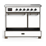 ILVE UMDIB40QNR3WHB Majestic III 40 inch Induction Range with 6 Elements, 3.82 cu. ft. Total Oven Capacity (Solid Door, White, Burnished)