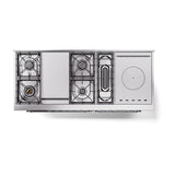 ILVE UN60FSQNMPBKCLP Nostalgie II Noblesse 60 inch Dual Fuel Range (7 Sealed Burners + Griddle + French Top, Liquid Propane, Solid Door, Glossy Black, Chrome)