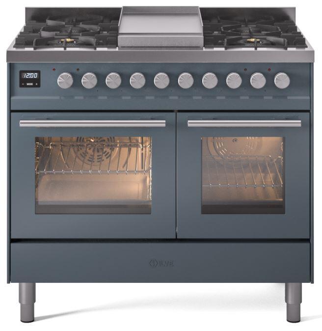 Professional Plus II 40 Inch Dual Fuel Liquid Propane Freestanding Range in Blue Grey with Trim