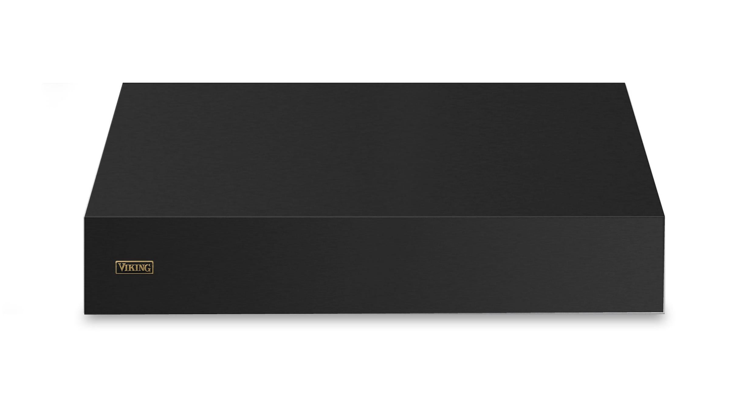 48"W. 18"H. Wall Hood (Finish: Cast Black, Trim: Brushed Brass)