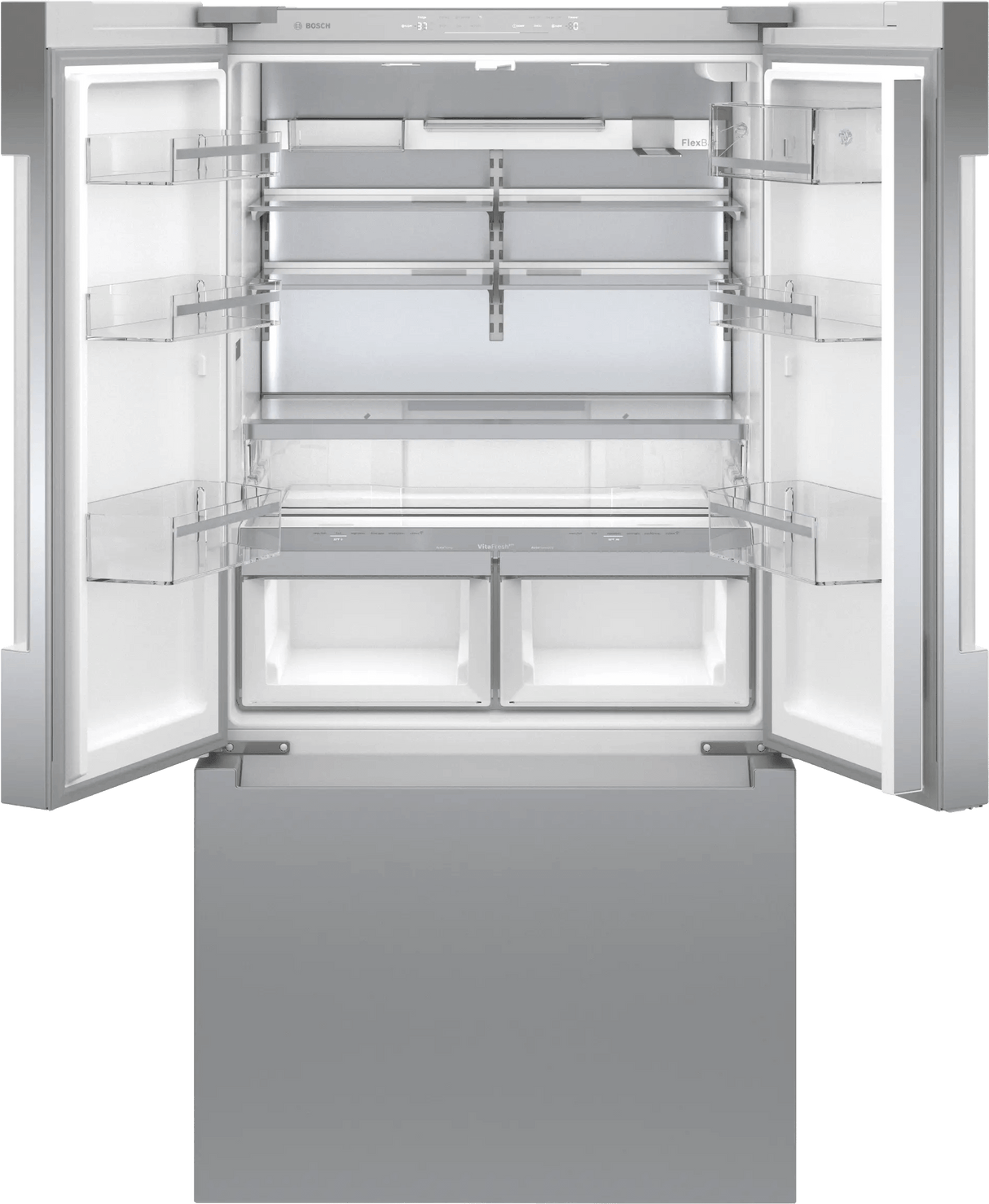 800 Series French Door Bottom Mount Refrigerator 36" Stainless steel (with anti-fingerprint), Total No Frost