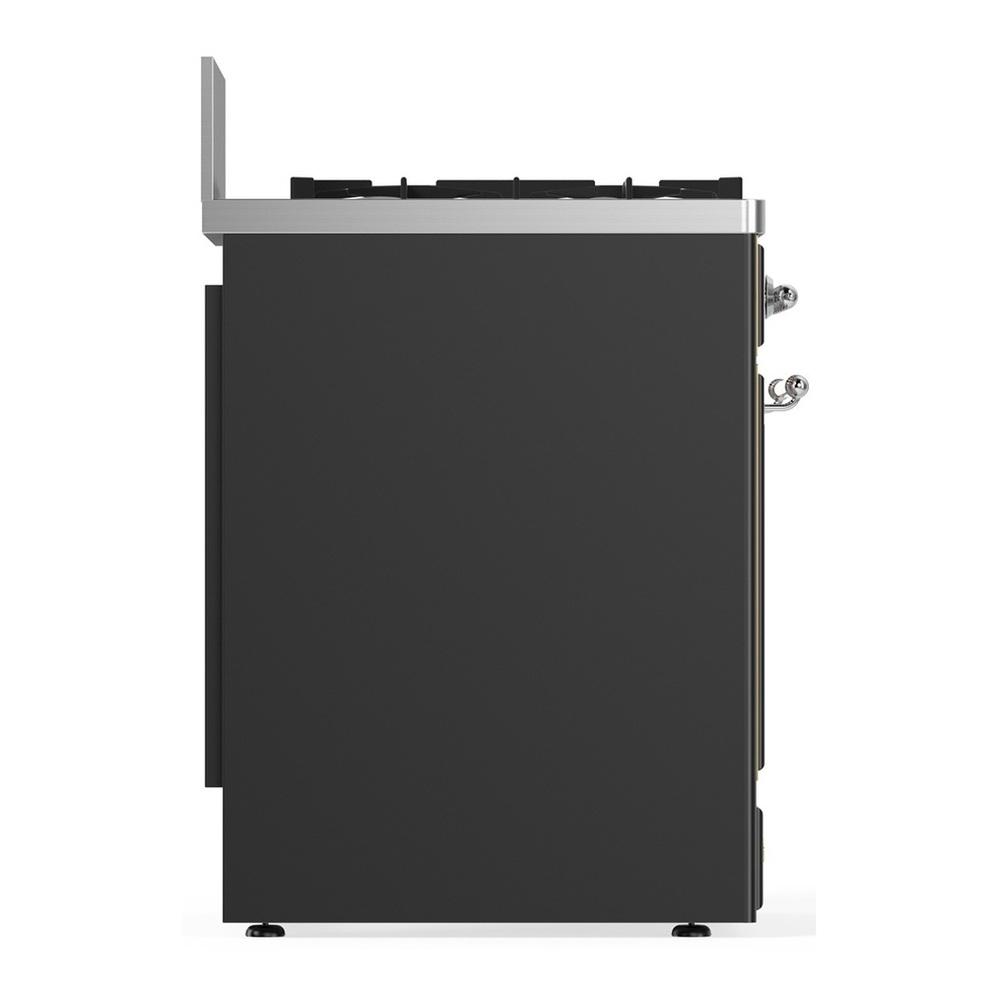 ILVE UM30QNR3MGCLP Majestic III 30 inch Dual Fuel Range with 5 Black Brass Burners, Dual Function Burner up to 25,000 BTU (Liquid Propane, Solid Door, Graphite Matte, Chrome)