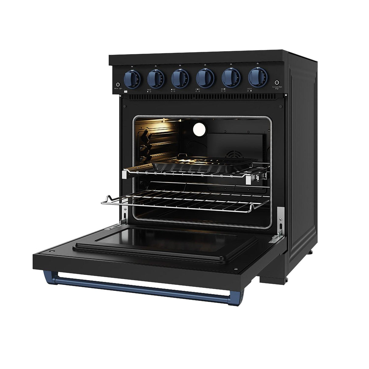 30 Inch Professional Electric Range With Precision Knob Control In Black and Blue  Gordon Ramsay Series
