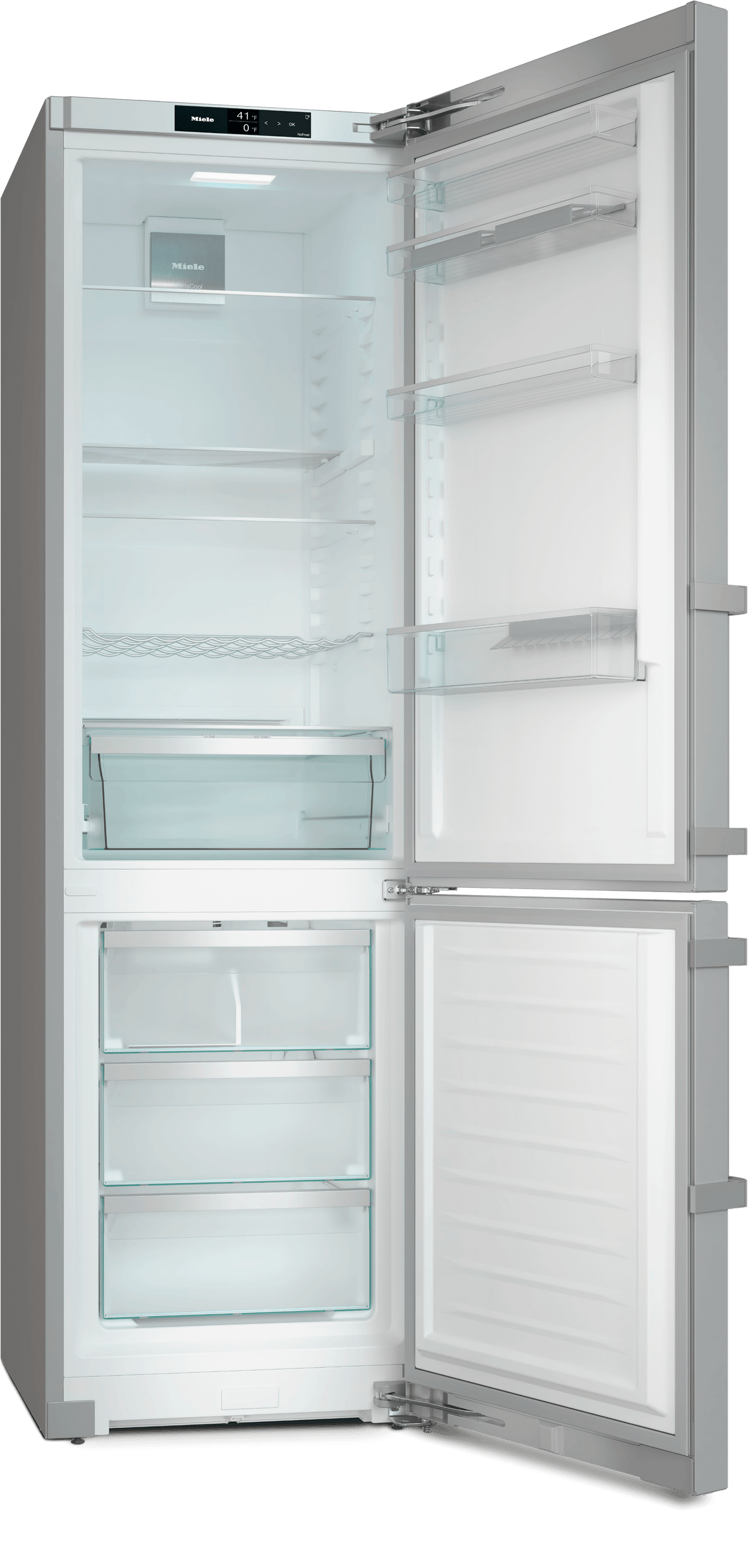 KFN 4799 DDE NA Stainless steel/CleanSteel - Freestanding fridge-freezer with DailyFresh, NoFrost, and IceMaker for fresh ice cubes any time.
