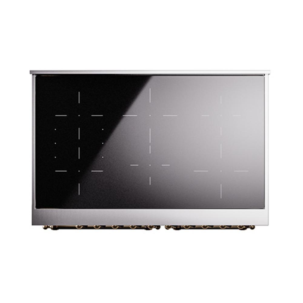 ILVE UNDI406NMPAWB Nostalgie II Noblesse 40 inch Induction Range (Triple Glass Door, Antique White, Burnished)