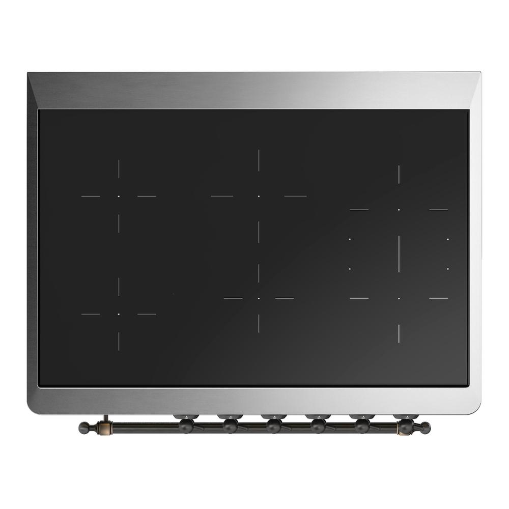ILVE UMIB36NR3MGB Majestic III 36 inch Induction Range with 6 Elements, 3.5 cu. ft. Total Oven Capacity (Triple Glass Door, Graphite Matte, Burnished)