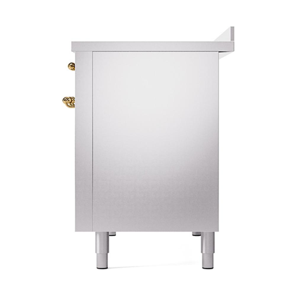 ILVE UNI486QNMPSSG Nostalgie II Noblesse 48 inch Induction Range (Solid Door, Stainless Steel, Brass)