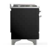ILVE UM48FSNR3BKCLP Majestic III 48 inch Dual Fuel Range with 5 Black Brass Burners, Griddle and French Top, Dual Function Burner up to 25,000 BTU (Liquid Propane, Triple Glass Door, Glossy Black, Chrome)