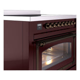 ILVE UNI366NMPBUB Nostalgie II Noblesse 36 inch Induction Range (Triple Glass Door, Burgundy, Burnished)