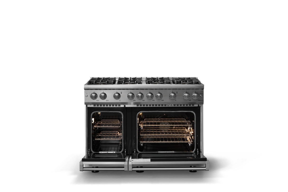 48"W. Sealed Burner Gas Range (Burner: 8b, Finish: Stainless Steel, Trim: Polished Chrome, Fuel: Natural Gas)