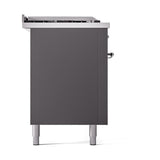 ILVE UN60FSQNMPMGC Nostalgie II Noblesse 60 inch Dual Fuel Range (7 Sealed Burners + Griddle + French Top, Natural Gas, Solid Door, Graphite Matte, Chrome)