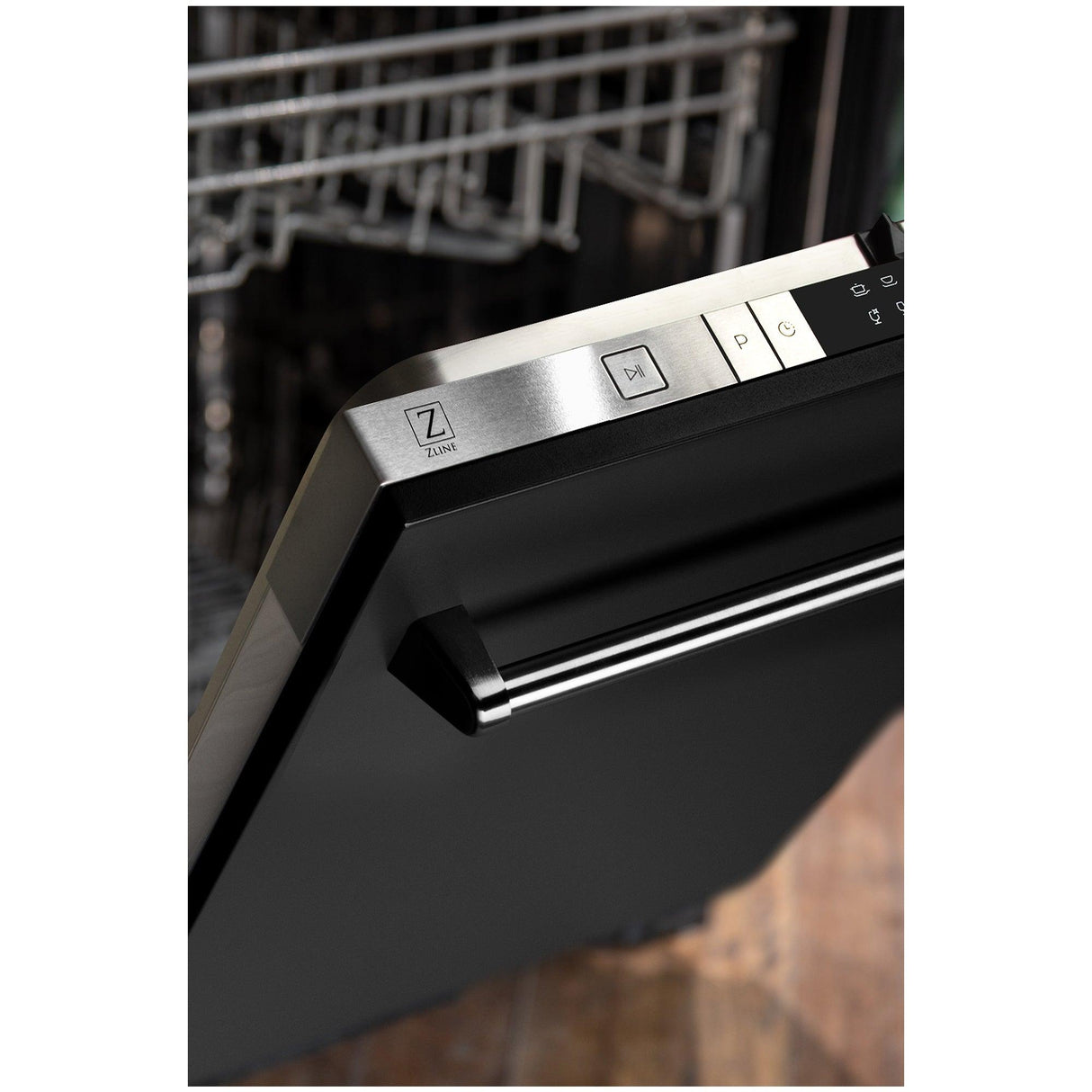 ZLINE 24 in. Top Control Dishwasher with Stainless Steel Tub and Traditional Style Handle, 52dBa (DW-24) [Color: Black Matte]