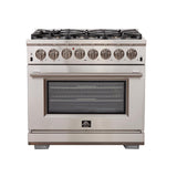 Forno Capriasca 36-Inch Freestanding Dual Fuel Range, 6 Burners, True Convection Oven