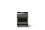 30"W. Dual Fuel Range (Finish: Damascus Gray, Trim: Polished Chrome, Fuel: Propane)