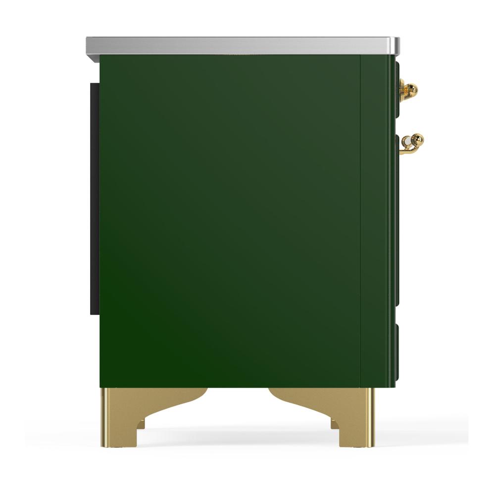 ILVE UMDIB40QNR3EGG Majestic III 40 inch Induction Range with 6 Elements, 3.82 cu. ft. Total Oven Capacity (Solid Door, Emerald Green, Brass)